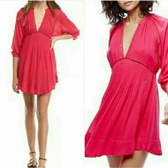 FREE PEOPLE FP Go Lightly V-Neck 3/4 Dolman SLEEVE
Swing Dress in hot pink - Picture 3 of 16
